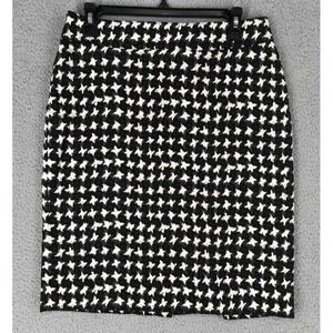 Talbots Pencil Skirt Women Size 6P Lined Stretch Black White
